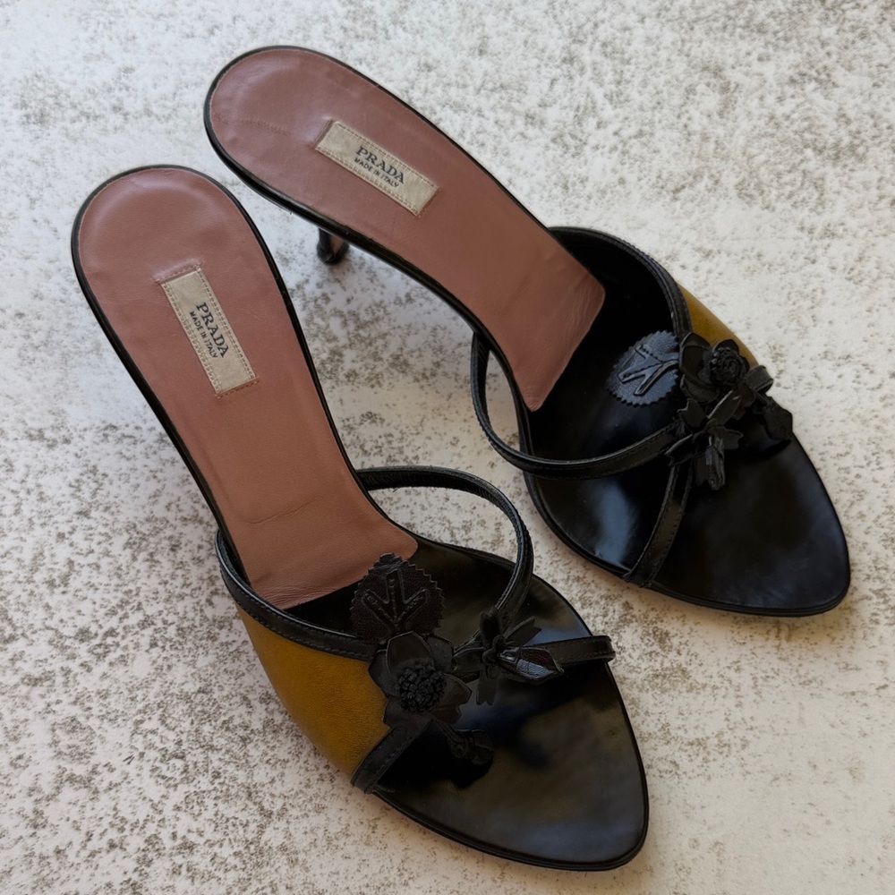 Vintage Prada Floral Mule Heels